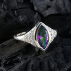 Mystic Quartz Halo Russian Sterling Silver multicolor Gemstone Featherlight Graceful Ring Jewelry