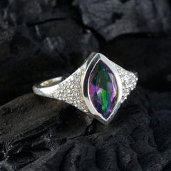 Mystic Quartz Halo Russian Sterling Silver multicolor Gemstone Featherlight Graceful Ring Jewelry
