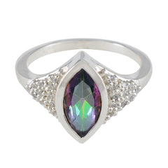 Mystic Quartz Halo Russian Sterling Silver multicolor Gemstone Featherlight Graceful Ring Jewelry