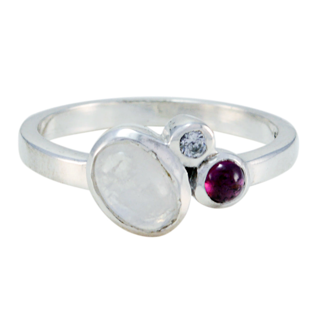Multi Stone Trilogy Korean 925 Silver multicolor Gems Whisper thin Romantic Ring Jewellery
