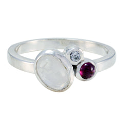 Multi Stone Trilogy Korean 925 Silver multicolor Gems Whisper thin Romantic Ring Jewellery