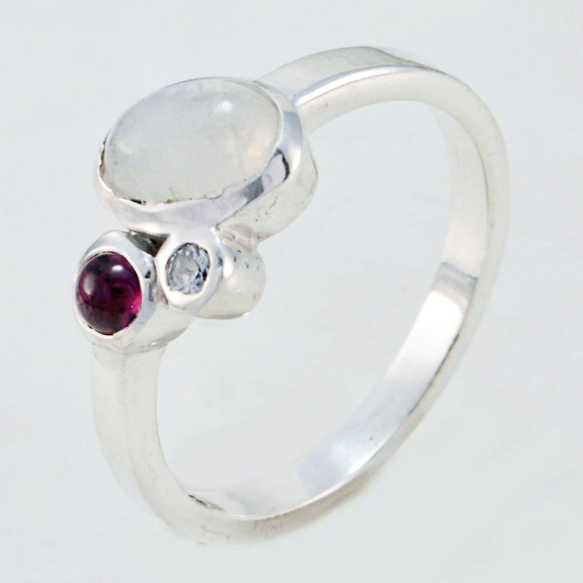 Multi Stone Trilogy Korean 925 Silver multicolor Gems Whisper thin Romantic Ring Jewellery