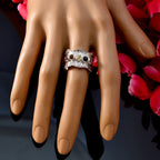 Multi Stone Penta Indian 92.5 Silver multicolor Gemstones Mid weight Vintage Band Jewellery