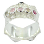 Multi Stone Penta African 925 Silver multicolor Gemstones Mid weight Vintage Band Jewellery