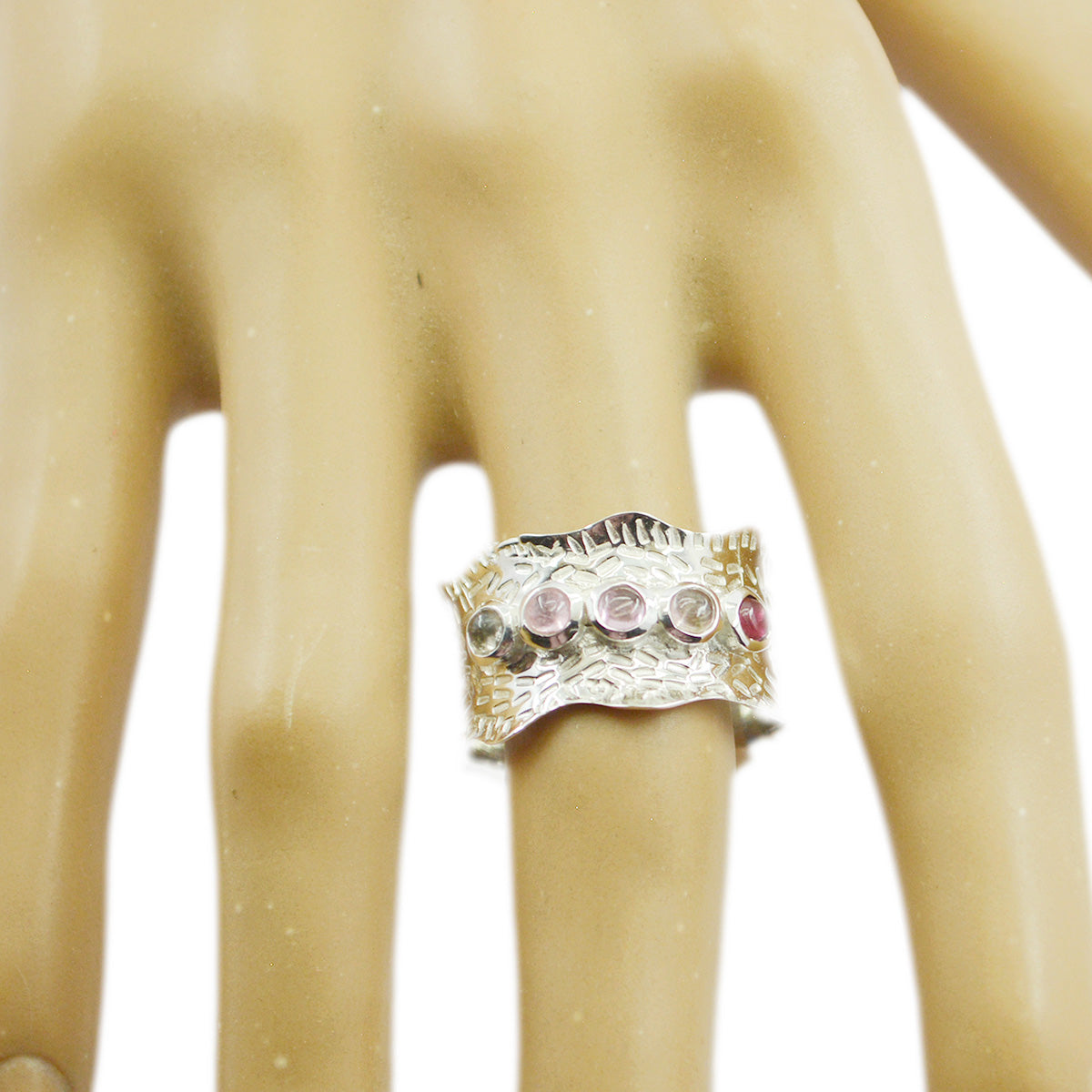 Penta Afrikanska 925 Silver med flera stenar, flerfärgade ädelstenar, medelviktiga vintage-armbandssmycken Sekundär produktbild