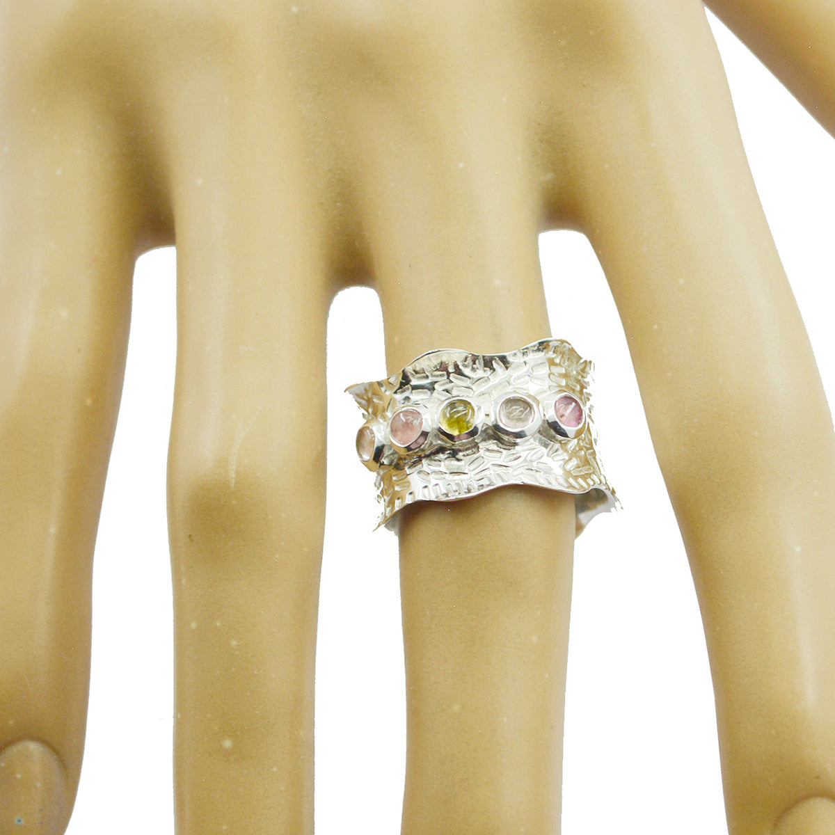 Penta Ryska 92.5 Silver flerfärgade ädelstenar med flera stenar, medelviktigt vintagearmband Sekundär produktbild