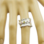 Multi Stone Penta Russian 92.5 Silver multicolor Gems Mid weight Vintage Band Jewelry