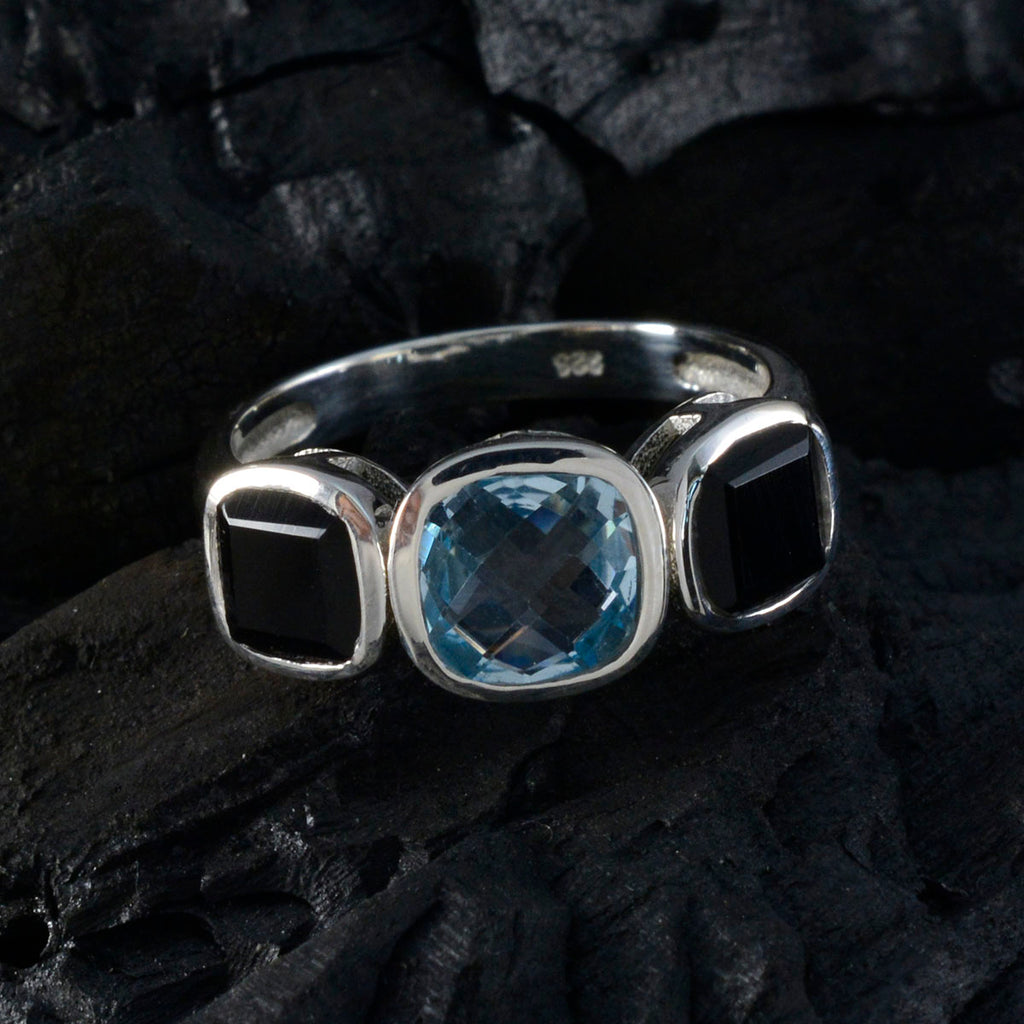 Multi Stone Trilogy Indian 92.5 Silver multicolor Gems Slim Feminine Ring Jewellery