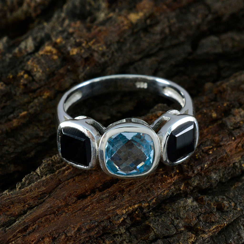 Multi Stone Trilogy Indian 92.5 Silver multicolor Gems Slim Feminine Ring Jewellery