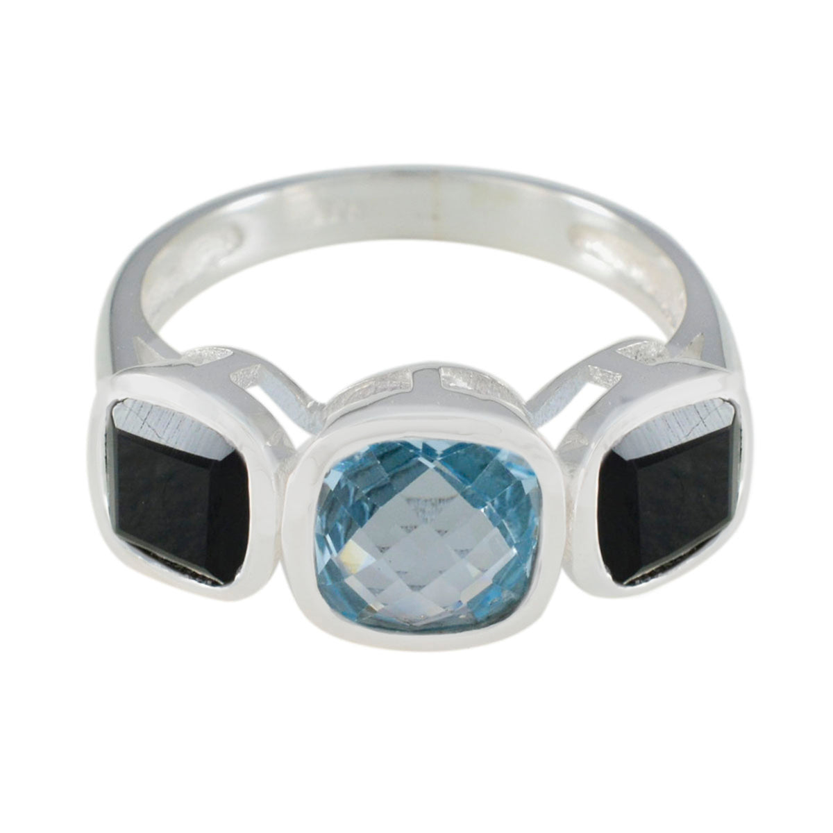 Multi Stone Trilogy Indian 92.5 Silver multicolor Gems Slim Feminine Ring Jewellery Hoofdafbeelding