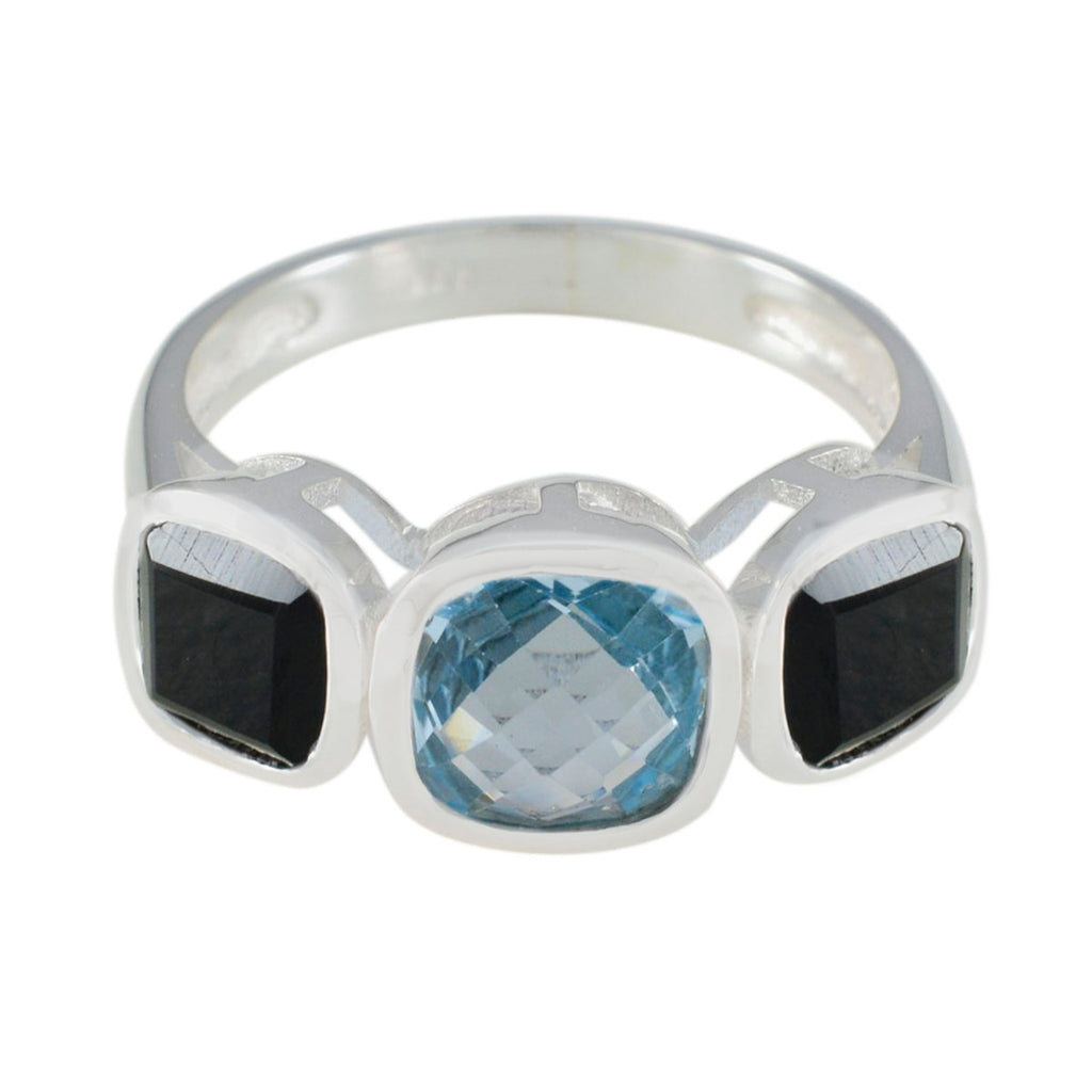 Multi Stone Trilogy Indian 92.5 Silver multicolor Gems Slim Feminine Ring Jewellery
