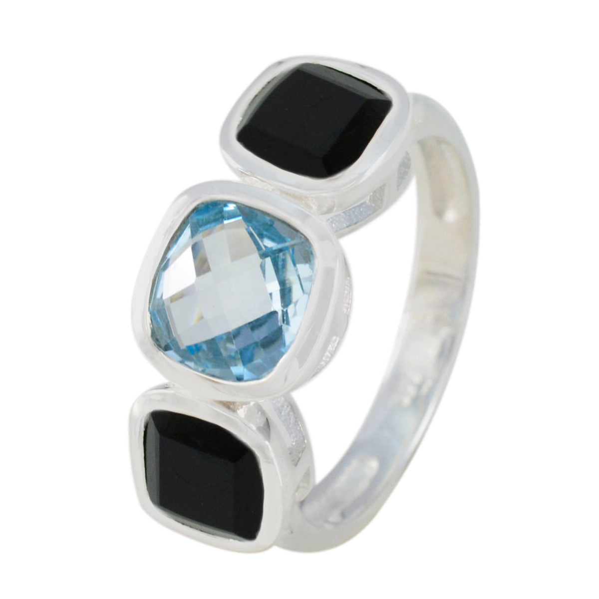 Multi Stone Trilogy Indiaas 92,5 zilver veelkleurige edelstenen slanke vrouwelijke ring sieraden Secundaire afbeelding
