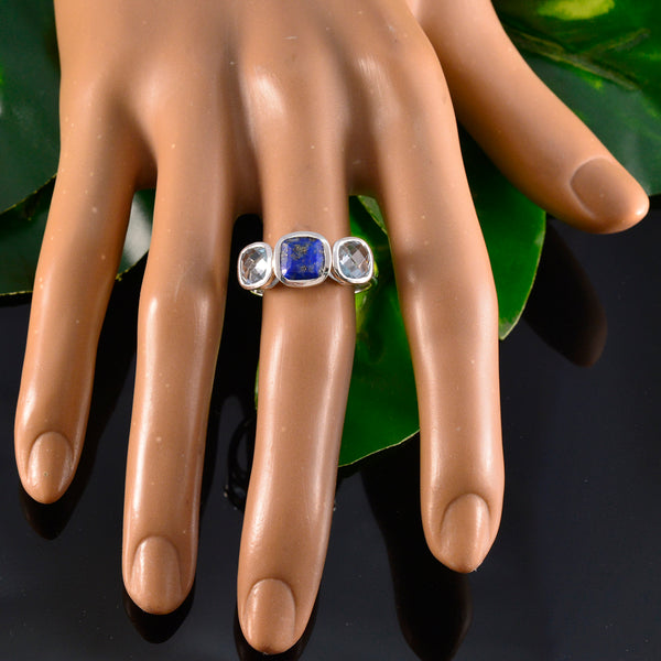 Multi Stone Trilogy African 925 Sterling Silver multicolor Gemstone Slim Graceful Ring Jewelry