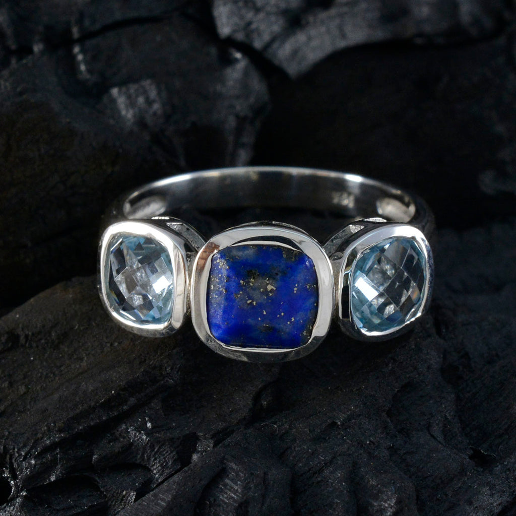 Multi Stone Trilogy African 925 Sterling Silver multicolor Gemstone Slim Graceful Ring Jewelry