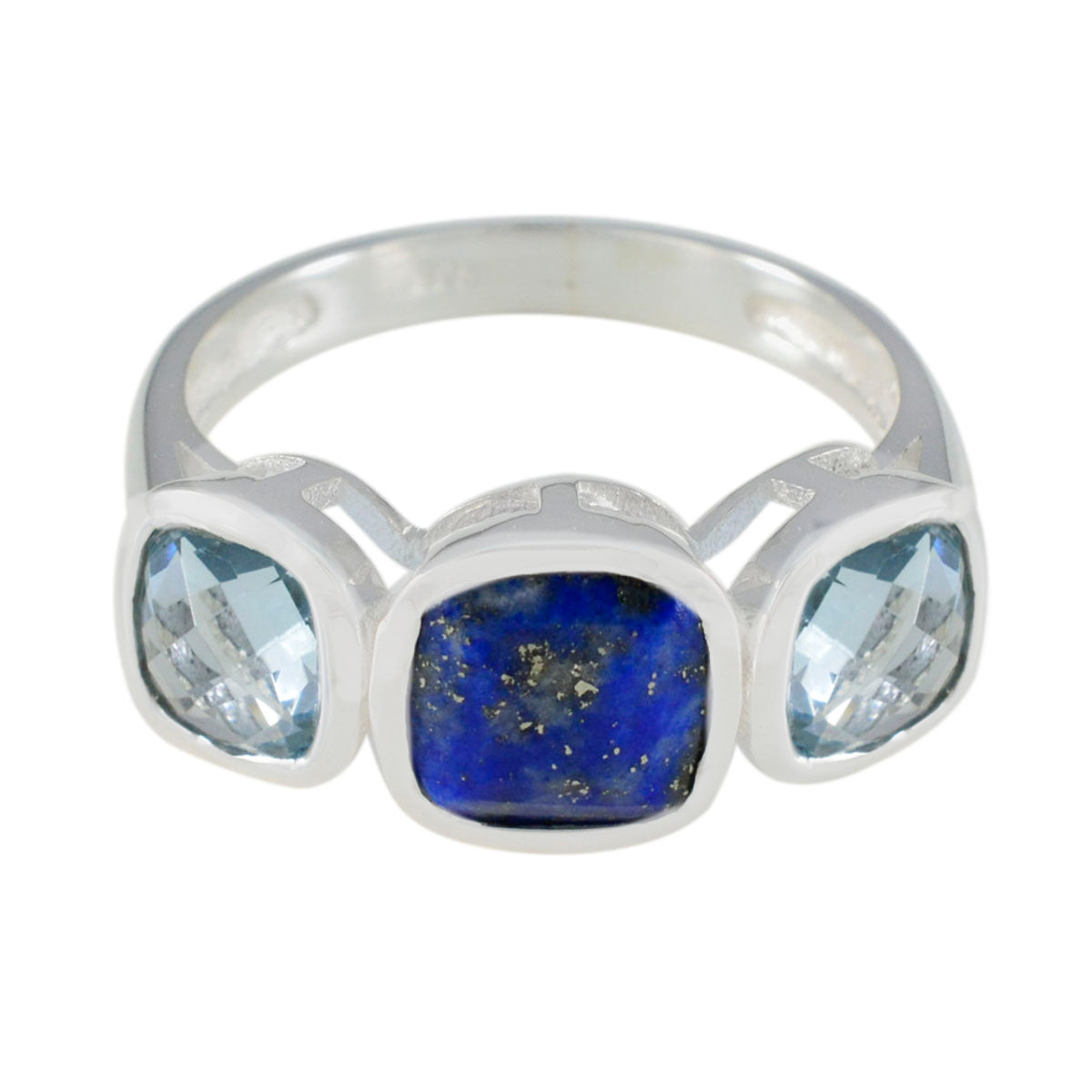 Multi Stone Trilogy African 925 Sterling Silver multicolor Gemstone Slim Graceful Ring Jewelry Huvudsaklig produktbild