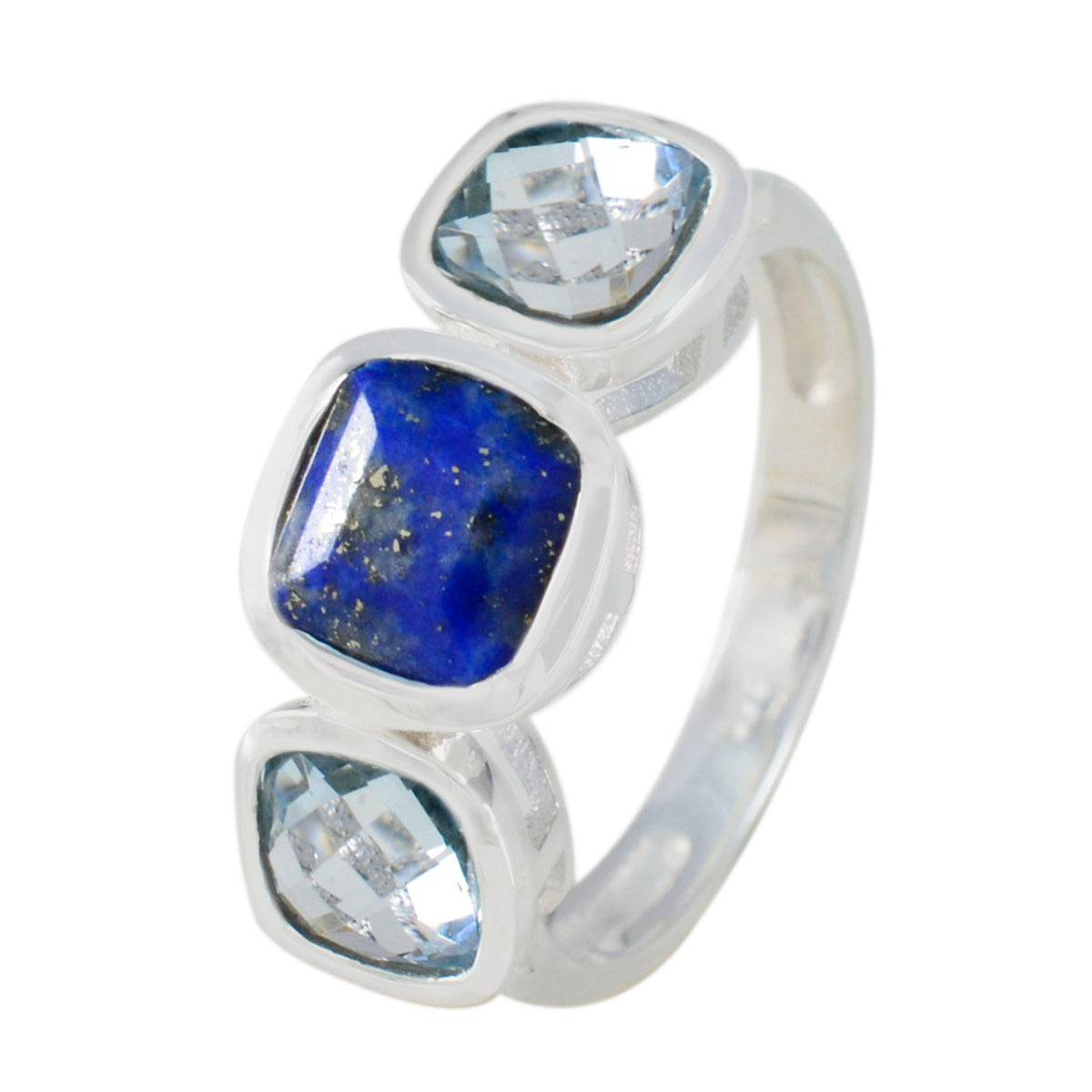 Multi Stone Trilogy Afrikansk 925 Sterling Silver flerfärgad ädelsten smal graciös ring smycke Sekundär produktbild