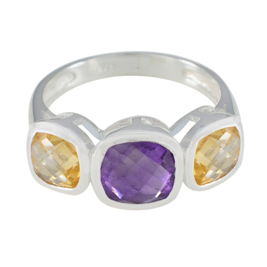 Multi Stone Trilogy Moroccan Sterling Silver multicolor Gems Slim Luxurious Ring Jewelry