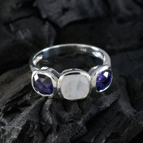 Multi Stone Trilogy Egyptian 925 Silver multicolor Gemstone Slim Glamorous Ring Jewellery