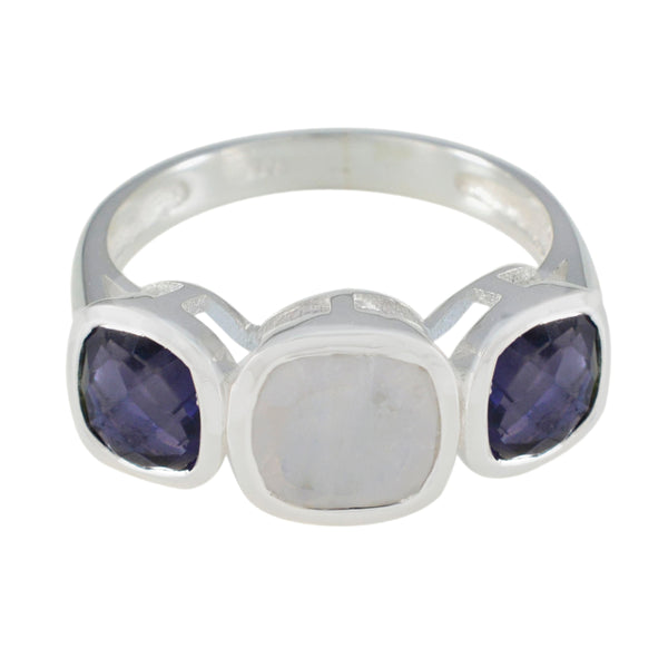Multi Stone Trilogy Egyptian 925 Silver multicolor Gemstone Slim Glamorous Ring Jewellery