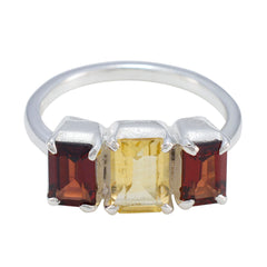 Multi Stone Trilogy French 92.5 Silver multicolor Gemstones Slim Trendy Ring Jewellery
