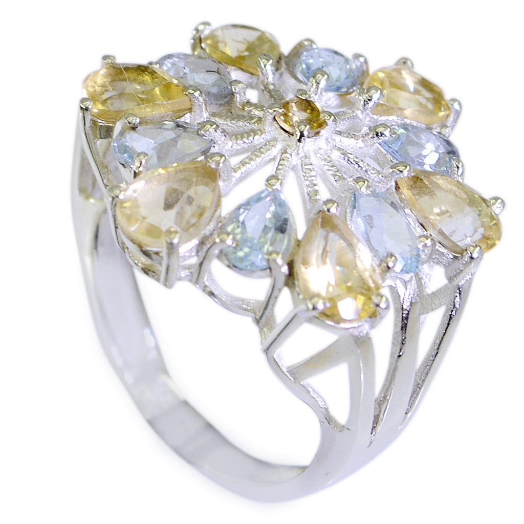 Multi Stone multiple Russian 92.5 Silver multicolor Gems Classic Cocktail Ring Jewellery