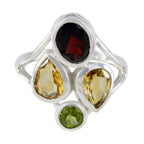 Multi Stone quarter African 92.5 Silver multicolor Gemstone Minimal Contemporary Ring Jewelry