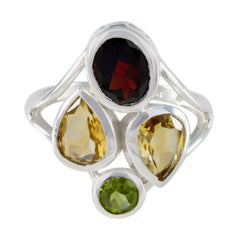 Multi Stone quarter African 92.5 Silver multicolor Gemstone Minimal Contemporary Ring Jewelry