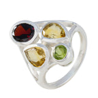 Multi Stone quarter African 92.5 Silver multicolor Gemstone Minimal Contemporary Ring Jewelry