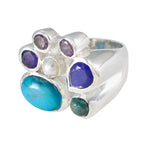 Multi Stone multiple Spanish Sterling Silver multicolor Gems Chunky Cocktail Ring Jewelry