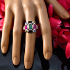 Multi Stone Navratna Egyptian 92.5 Silver multicolor Gemstones Classic Cocktail Ring Jewellery