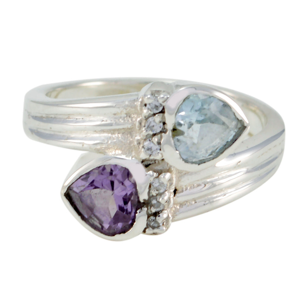 Multi Stone Toi et Moi Moroccan 925 Sterling Silver multicolor Gemstones Minimal Love Ring Jewelry