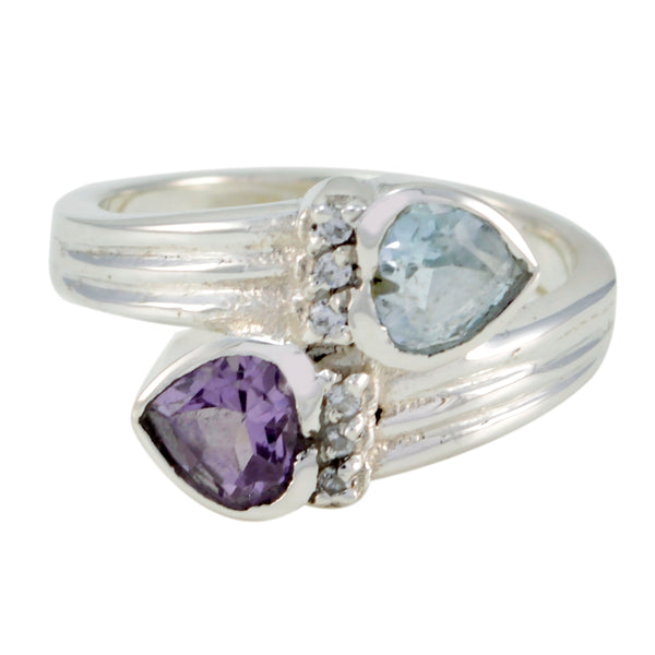 Multi Stone Toi et Moi Moroccan 925 Sterling Silver multicolor Gemstones Minimal Love Ring Jewelry