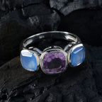 Multi Stone Trilogy Moroccan Silver multicolor Gemstones Slim Luxurious Ring Jewelry