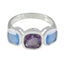 Multi Stone Trilogy Moroccan Silver multicolor Gemstones Slim Luxurious Ring Jewelry