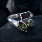 Multi Stone Trilogy Moroccan 92.5 Silver multicolor Gems Tiny Abstract Ring Jewellery