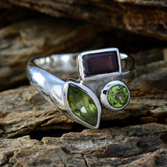 Multi Stone Trilogy Moroccan 92.5 Silver multicolor Gems Tiny Abstract Ring Jewellery