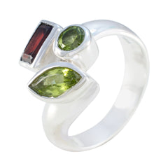 Multi Stone Trilogy Moroccan 92.5 Silver multicolor Gems Tiny Abstract Ring Jewellery
