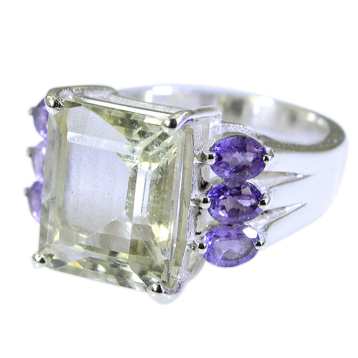 Anello da cocktail essenziale con gemme multicolori in argento sterling francese multistrato multistrato Immagine secondaria del prodotto