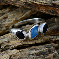 Multi Stone Trilogy Egyptian 925 Silver multicolor Gems Minimal Romantic Ring Jewelry