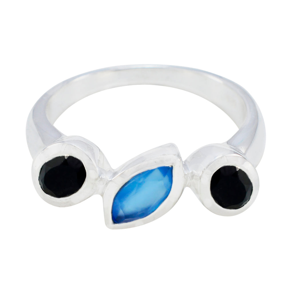 Multi Stone Trilogy Egyptian 925 Silver multicolor Gems Minimal Romantic Ring Jewelry
