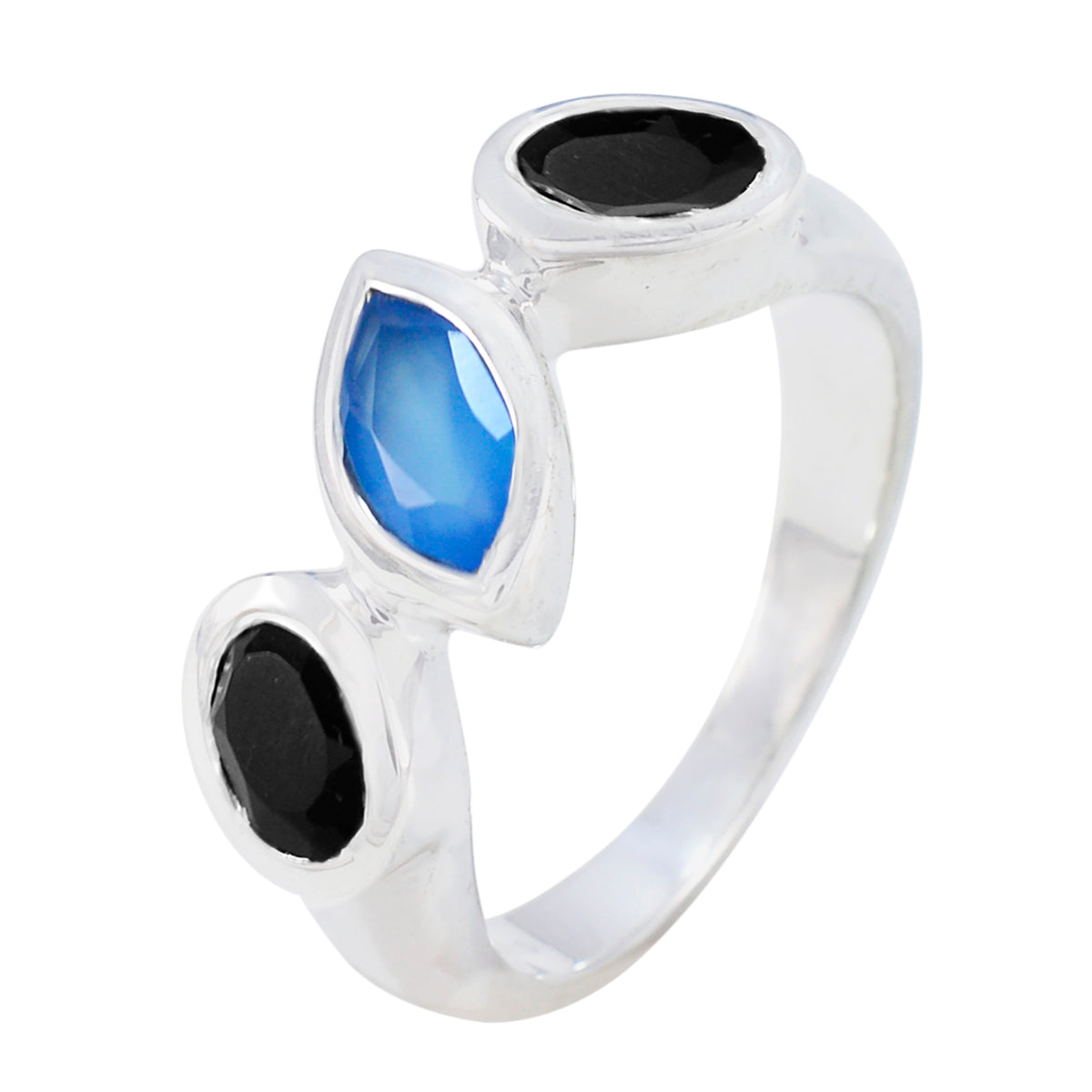 Multi Stone Trilogy Egyptian 925 Silver multicolor Gems Minimal Romantic Ring Jewelry