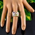 Multi Stone quarter Italian 925 Sterling Silver multicolor Gemstone Chunky Cocktail Ring Jewelry