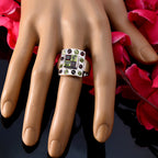Multi Stone multiple Italian 925 Silver multicolor Gemstone Statement Cocktail Ring Jewelry