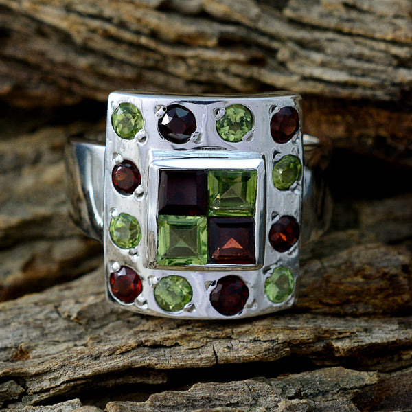 Multi Stone multiple Italian 925 Silver multicolor Gemstone Statement Cocktail Ring Jewelry