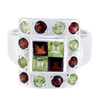 Multi Stone multiple Italian 925 Silver multicolor Gemstone Statement Cocktail Ring Jewelry