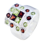 Multi Stone multiple Italian 925 Silver multicolor Gemstone Statement Cocktail Ring Jewelry