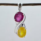 Toi et Moi Anna, ciondolo multicolore di lusso in argento egiziano 92,5 di medio peso, con pietra multicolore