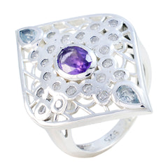 Multi Stone multiple French Silver multicolor Gems Eye catching Cocktail Ring Jewelry