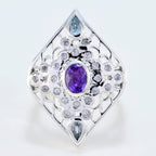 Multi Stone multiple French Silver multicolor Gems Eye catching Cocktail Ring Jewelry