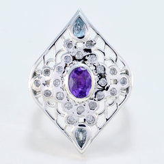 Multi Stone multiple French Silver multicolor Gems Eye catching Cocktail Ring Jewelry